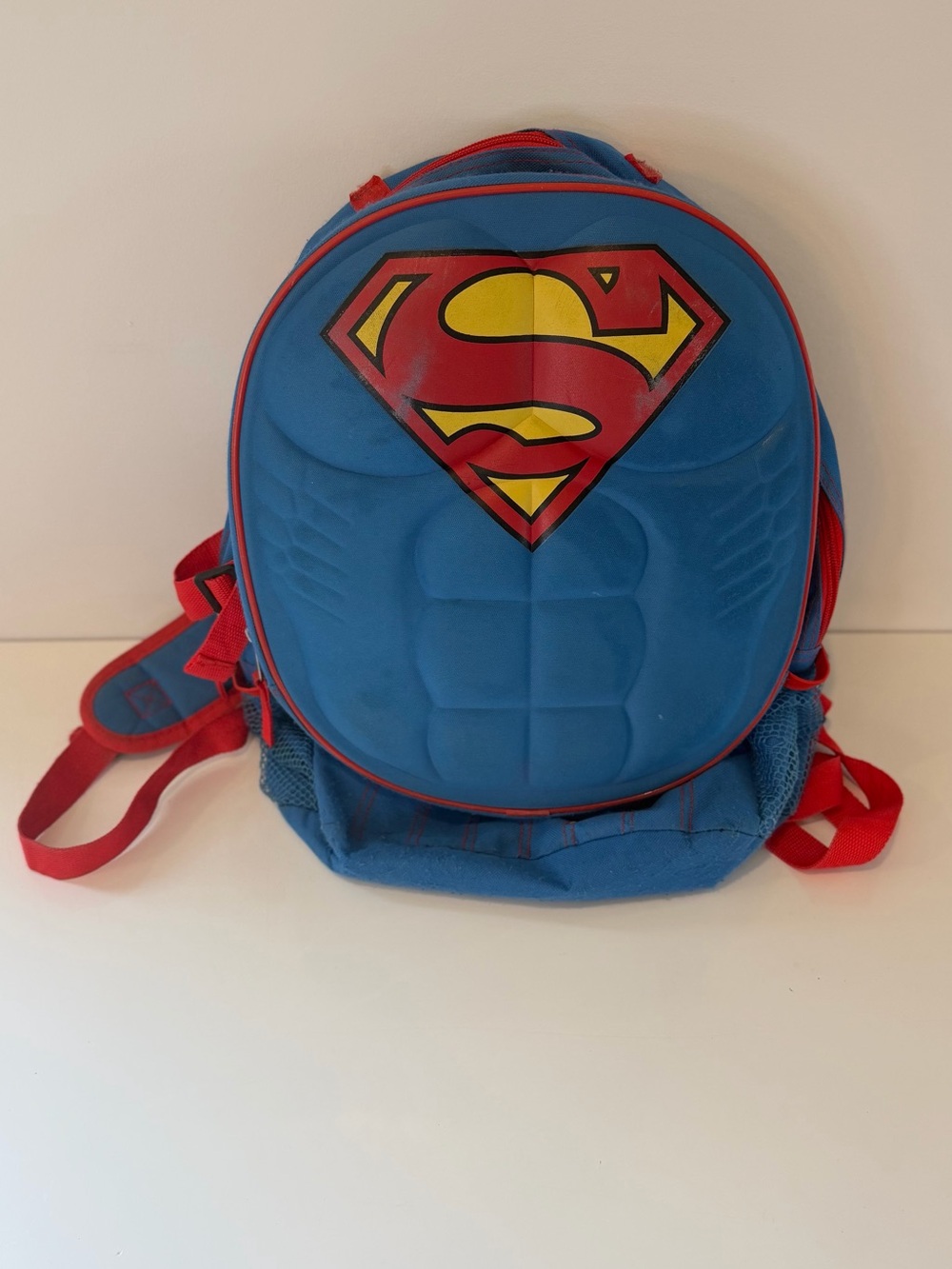 DC Comics Superman Blue Backpack Padded Chest Plate Small Canvas Preschool